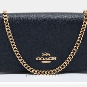 Coach Black Leather Chain Bag